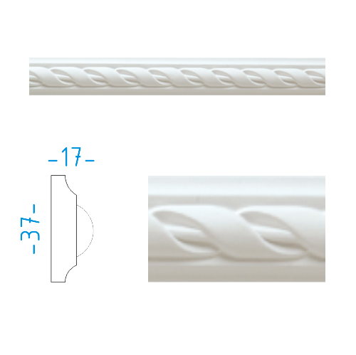 Gypsum profile - decorative strip 3.7x1.7cm / L=151cm