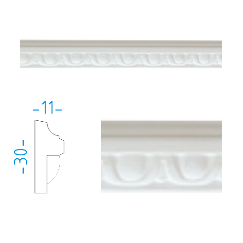 Gypsum profile - decorative strip 3x1.1cm / L=149cm