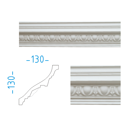 Sádrový rohový dekorační profil 13x13cm  / L=150cm
