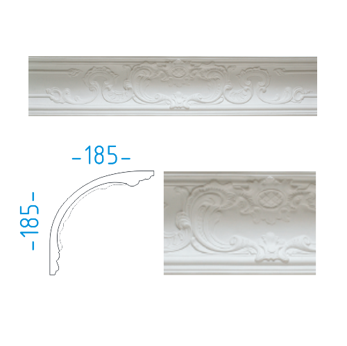 Sádrový rohový dekorační profil 18,5x18,5cm  / L=151cm