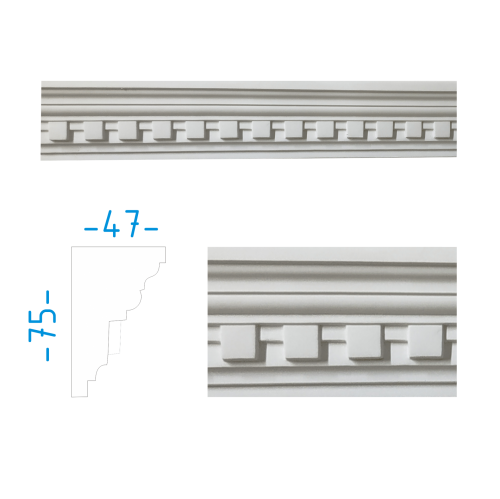 Sádrová dekorační římsa  7,5x4,7cm  / L=151cm